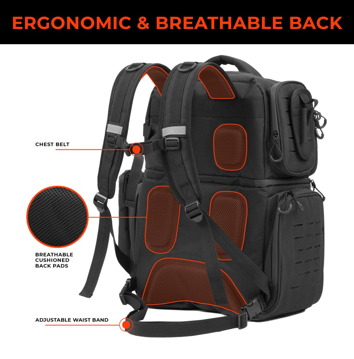 Fishing Backpack with Waterproof Zippers & Cooler Compartment